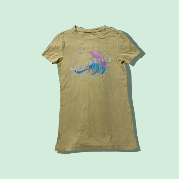 Aeropostale Short Sleeve Junior Tees - Yellow, Navy, Gray, Peach - Picture 4 of 5